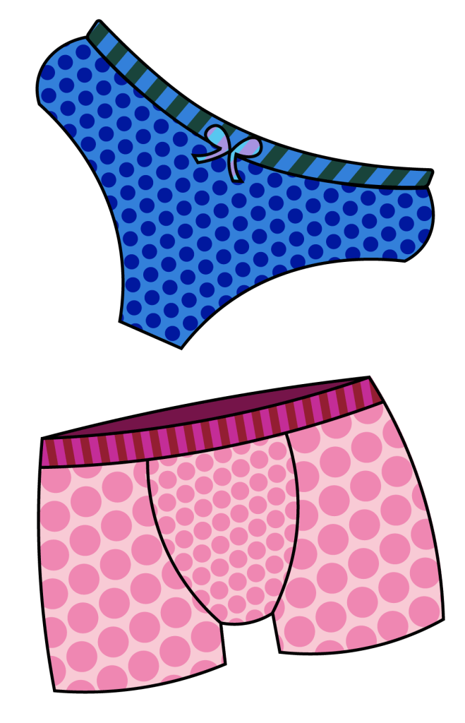 ilustração de cueca rosa e calcinha azul