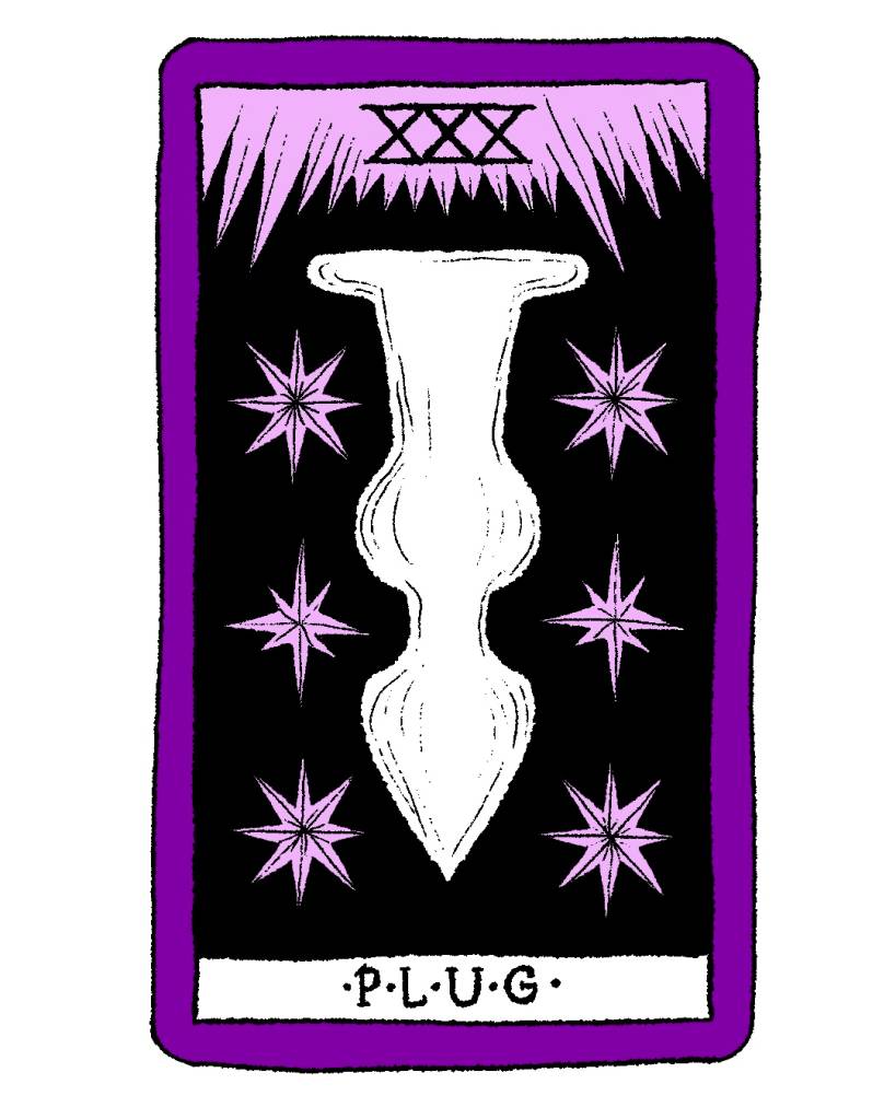 ilustração de cartas de tarot com plugs anais