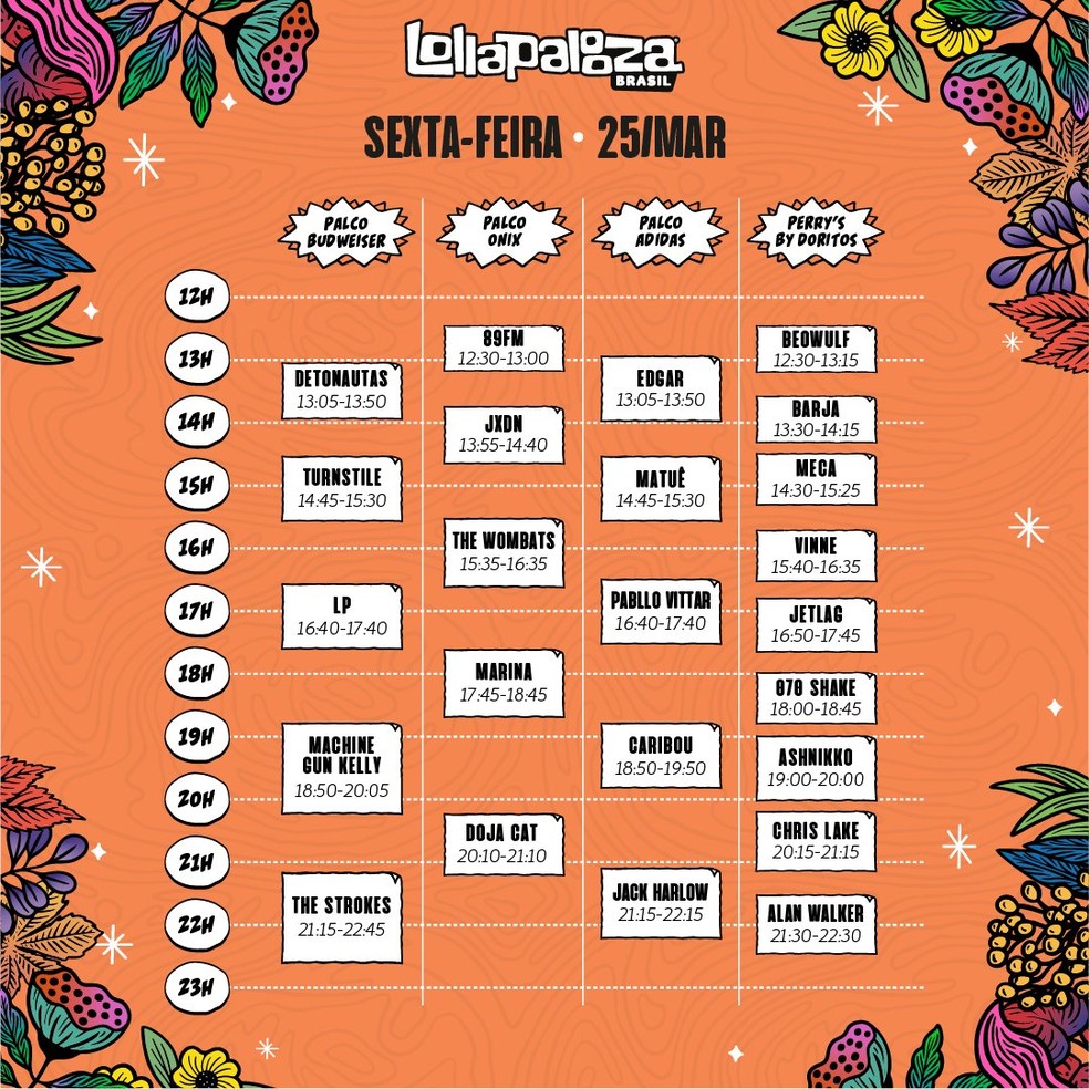 Lollapalooza– horários sexta 25/03