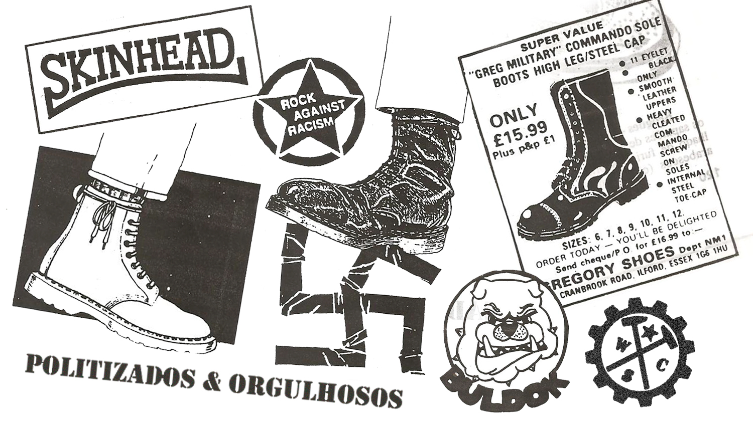 Colagem com ilustrações de diversas zines antifascistas: Working Class e Amenaza Latina